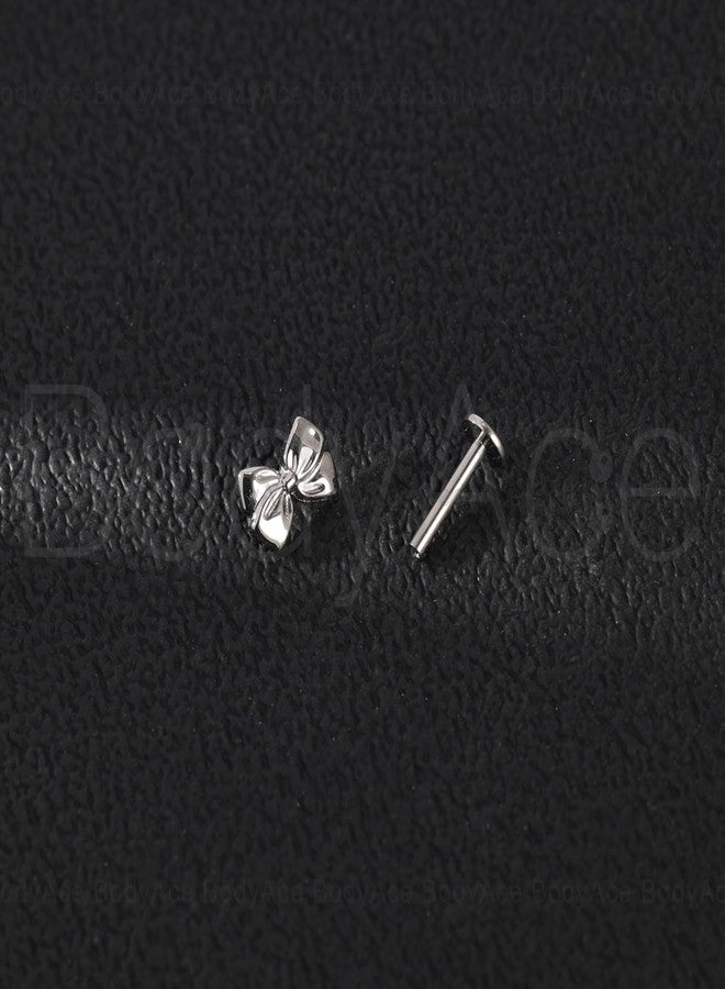 BodyAce F136 Titanium Body Piercing Studs, 16G Flat Back Cartilage Earring Studs with Piercing Taper, Internally Threaded Labret Lip Ring Conch Tragus Stud (Pink Bow) - Image 5
